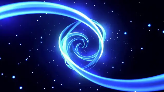 Abstract Blue Cyber Swirls with Glowing Particles