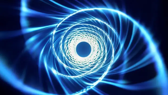 Abstract Blue Spiraling Energy Waves with Glowing Effects