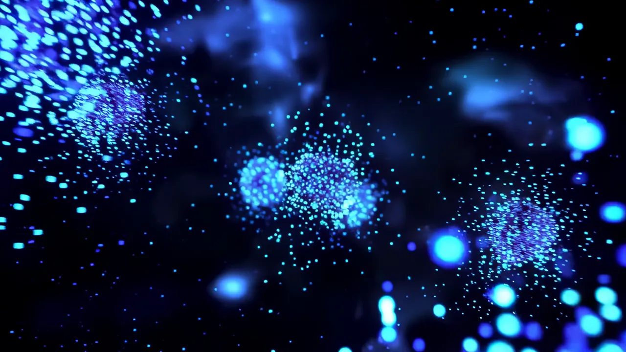 Abstract Digital Landscape with Blue Light Clusters