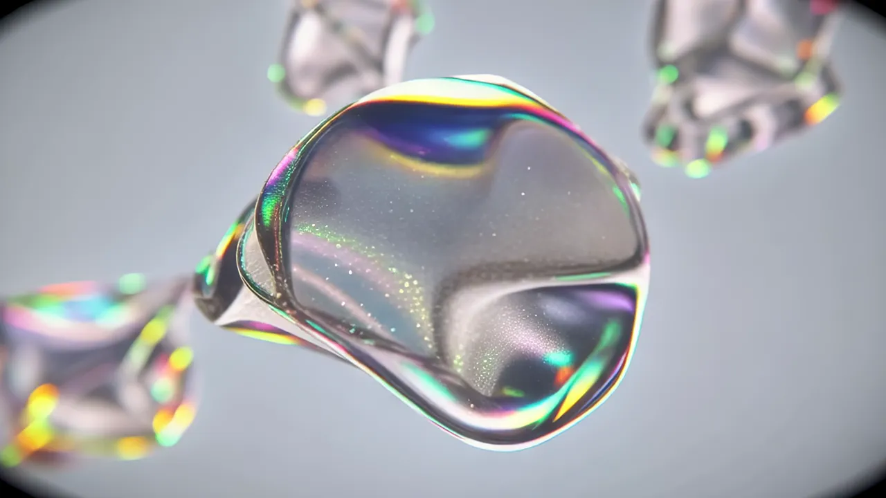 Abstract Fluid Forms with Chromatic Edges Flowing Slowly
