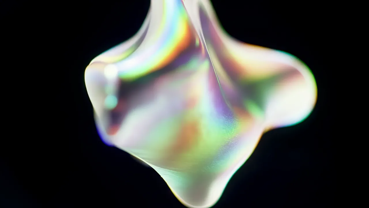 Abstract Fluid Sculptural Forms with Iridescent Surface