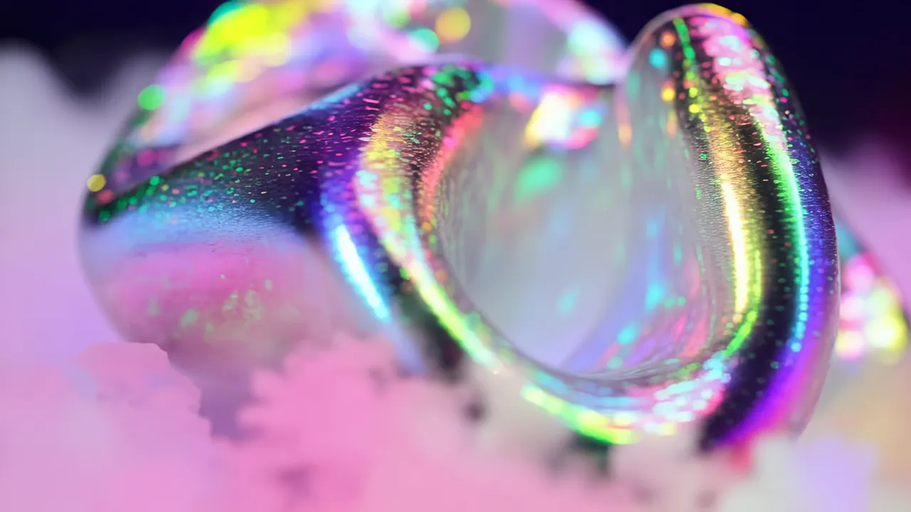 Abstract Fluid Sculptural Forms with Iridescent Surface