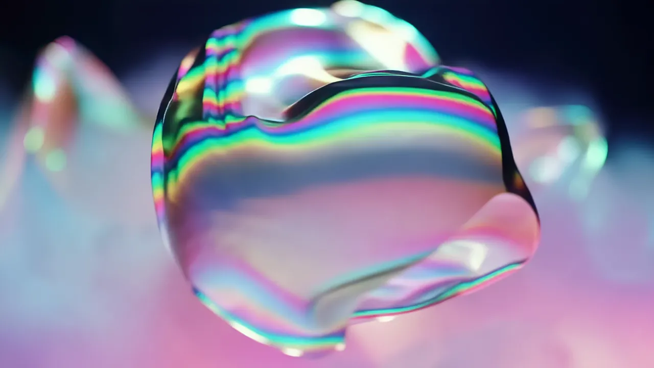 Abstract Fluid Sculptural Forms with Iridescent Surface