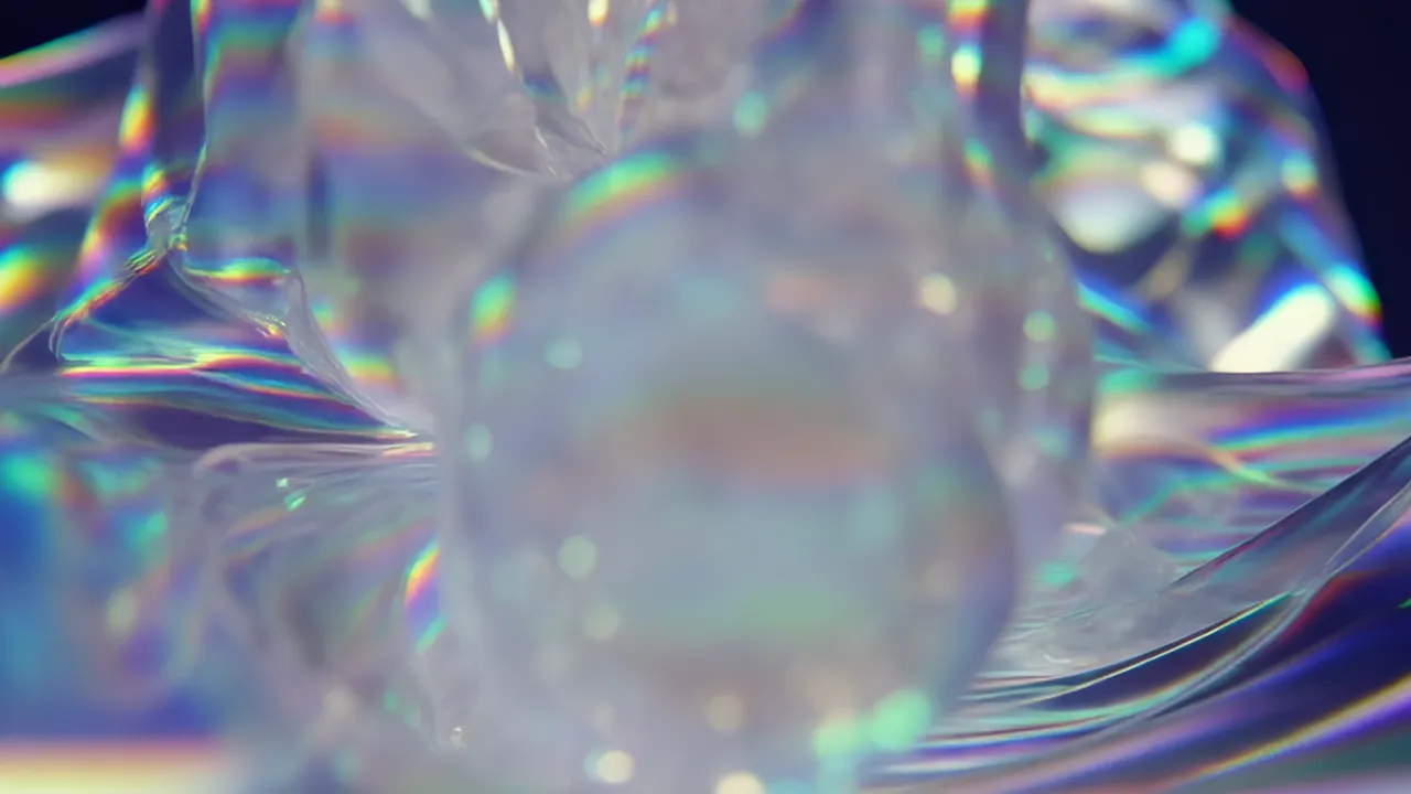 Abstract Fluid Volumes of Translucent Iridescent Material