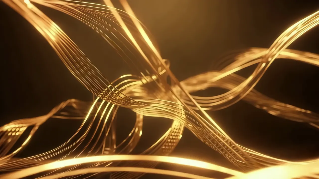 Abstract Golden Flowing Lines Background