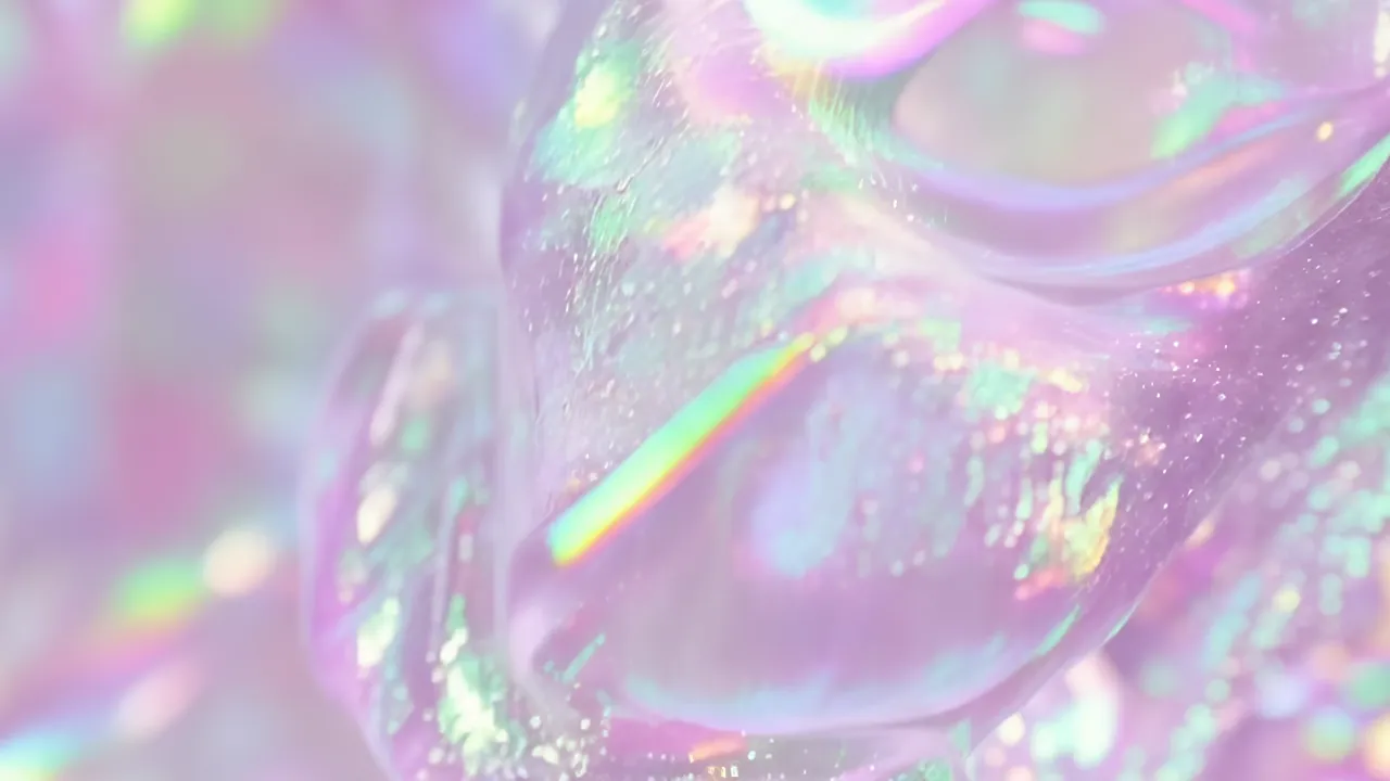 Abstract Iridescent Blobs Merging in Pastel Colors