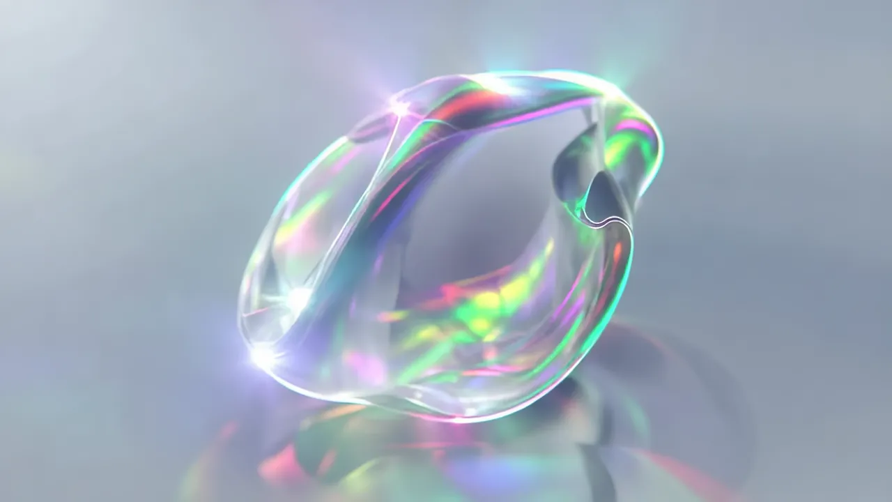 Abstract Iridescent Sculptural Form with Soft Light
