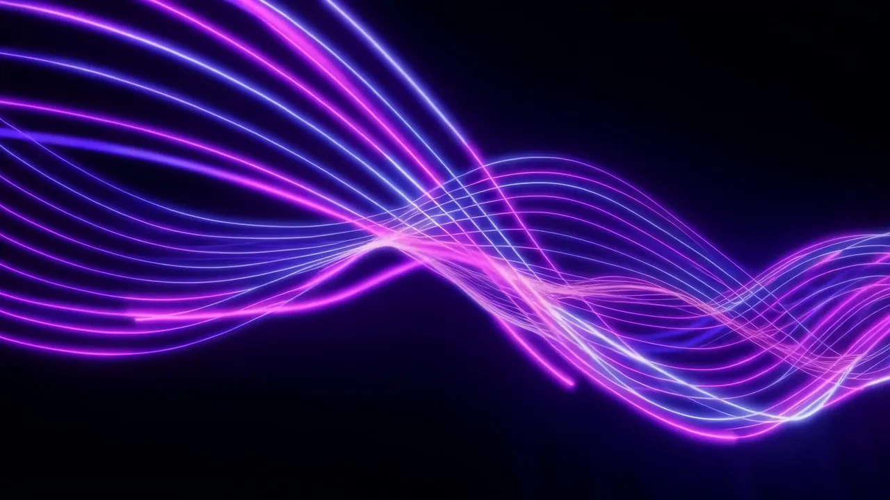 Abstract Purple Flowing Lines on Black Background