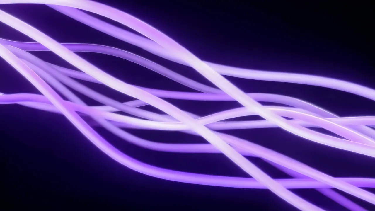 Abstract Purple Light Trails Flowing in Waves
