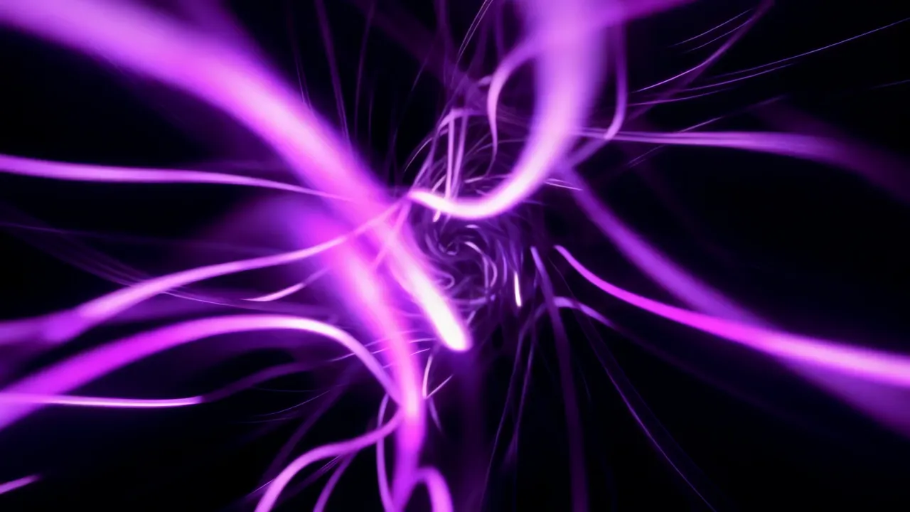 Abstract Purple Light Trails on Black Background