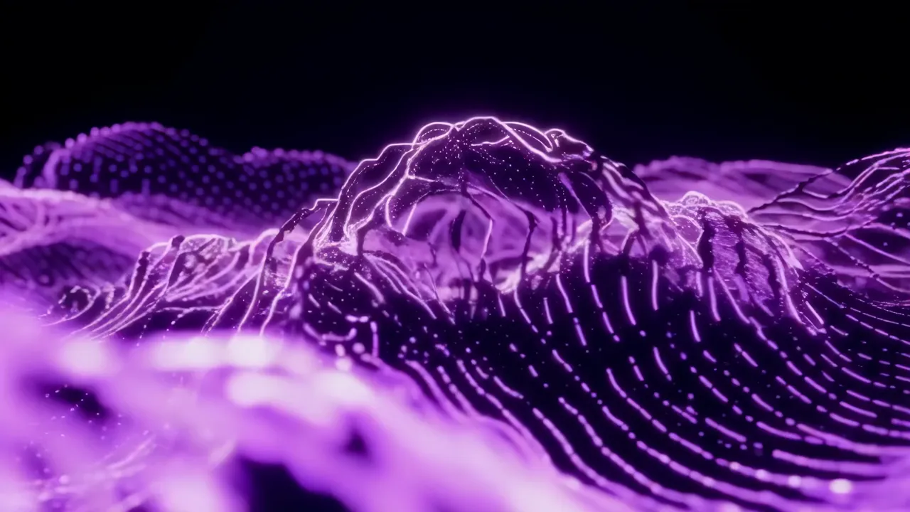 Abstract Purple Neon Wave Energy Background