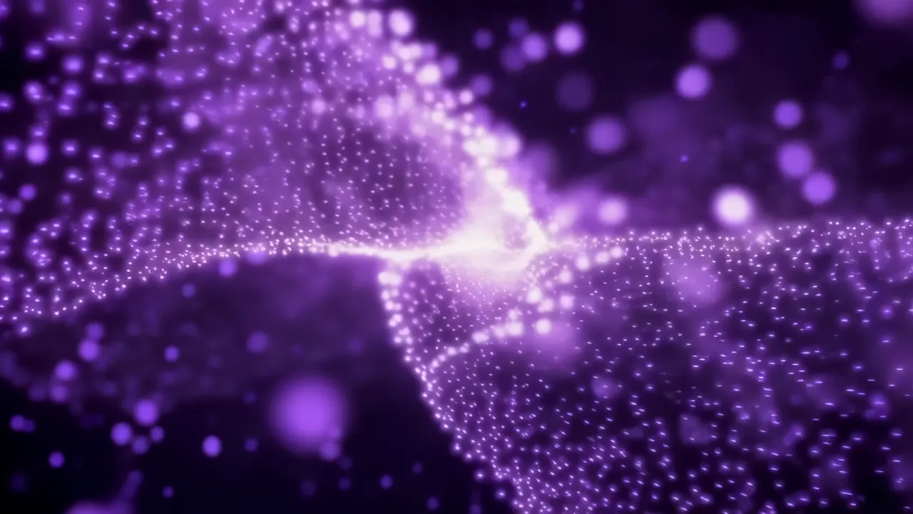 Abstract Purple Particles Swirling in Motion