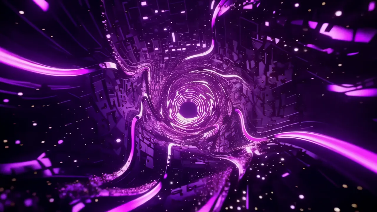Abstract Purple Tunnel with Neon Illumination