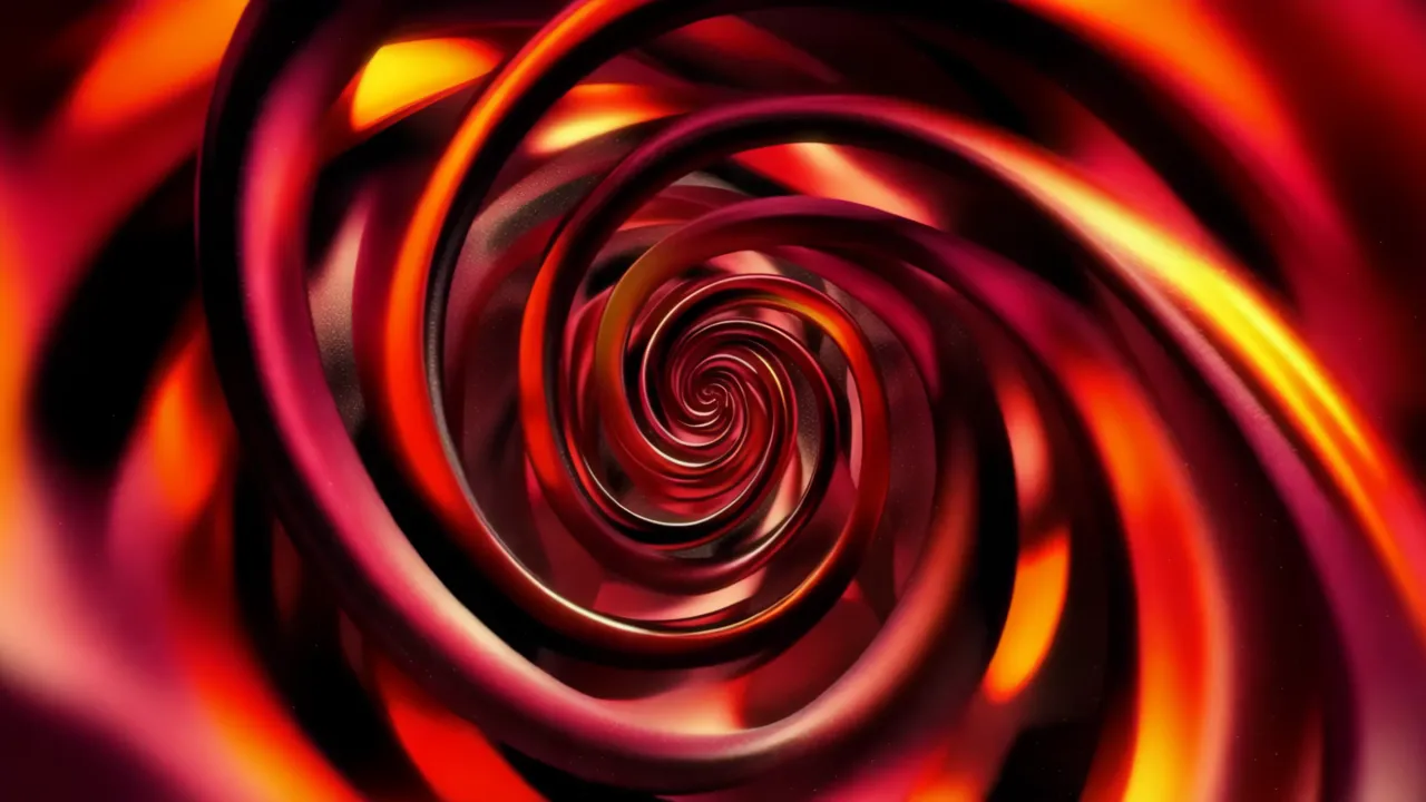 Abstract Red Swirling Patterns with Shimmering Effects