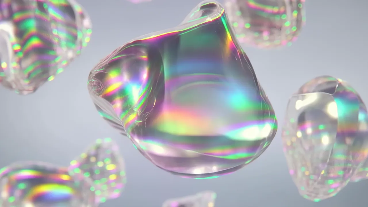 Abstract Translucent Sculptural Masses with Light Refraction