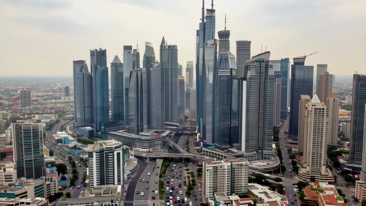 Aerial View of Dubai Marina with Skyscrapers