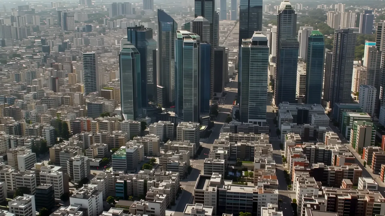 Aerial View of Futian District with Modern Skyscrapers