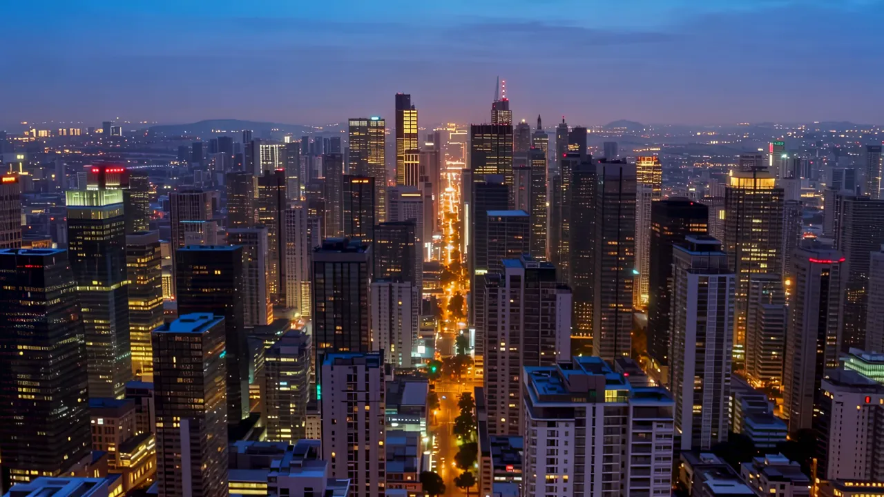 Aerial View of High-Rise Towers in Seoul's Gangnam District