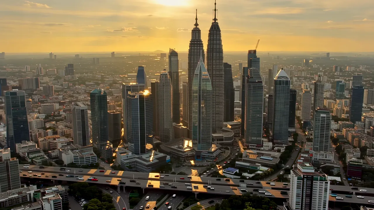 Aerial View of Kuala Lumpur's Iconic Twin Towers