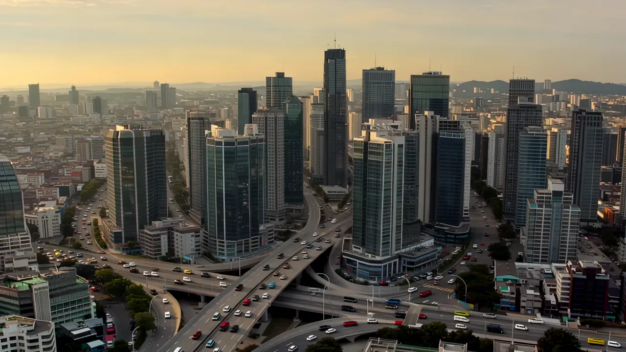Aerial View of Seoul's Gangnam District High-Rise Towers