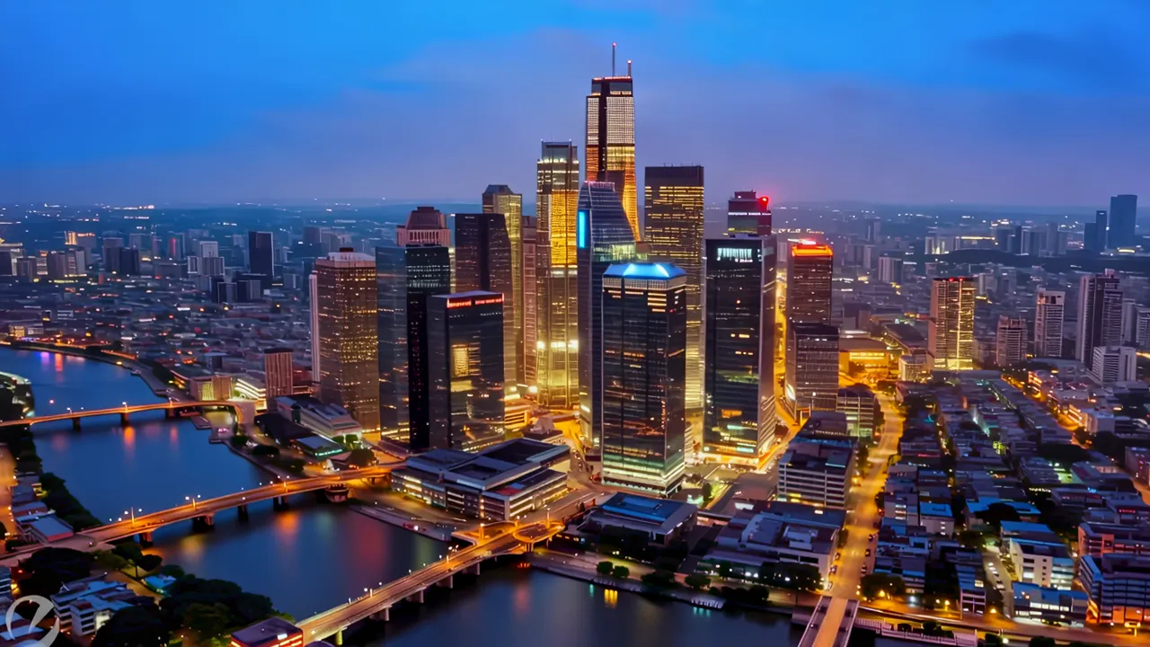 Aerial View of Shenzhen's Futian District Skyscrapers