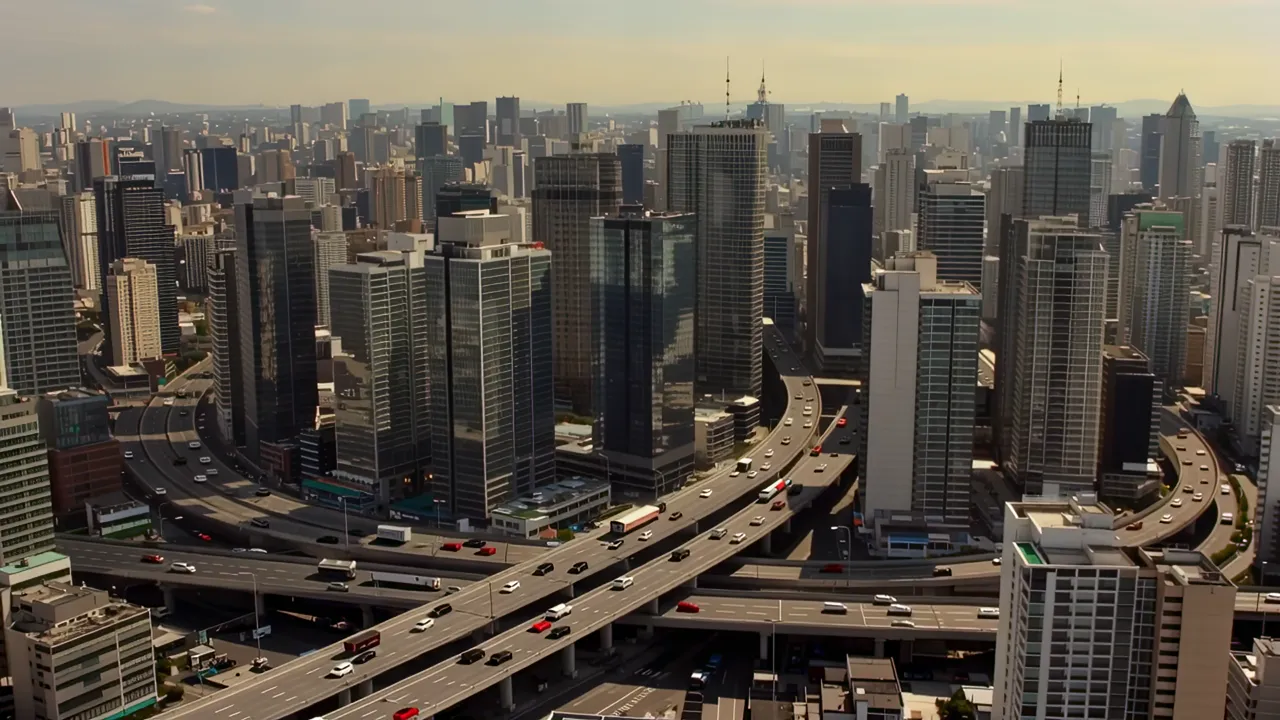 Aerial View of Shinjuku District with High-Rise Buildings