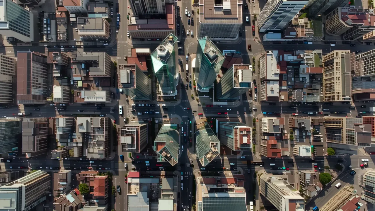 Aerial View of Singapore CBD with Glass Towers