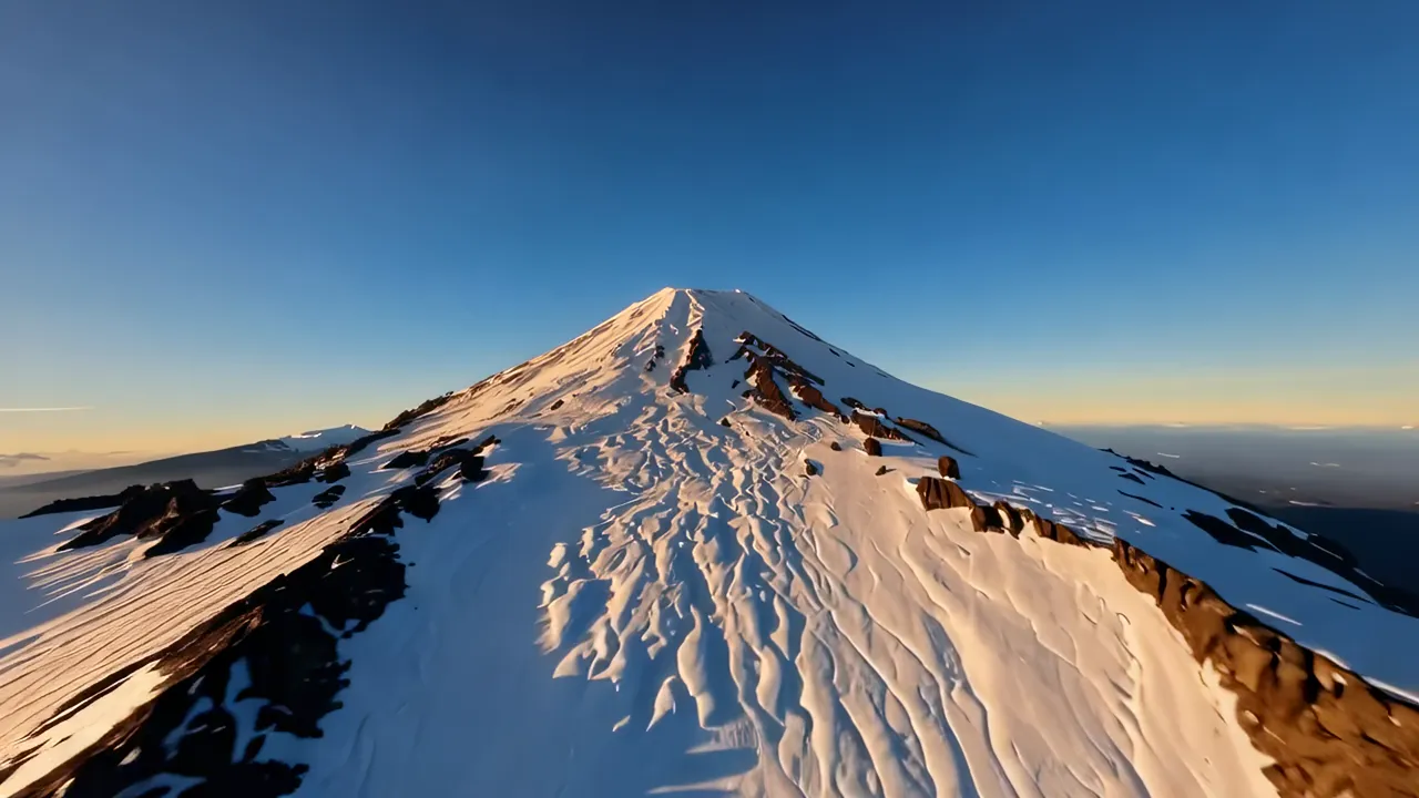 Aerial View of Snow-Capped Mountain Peak and Lake