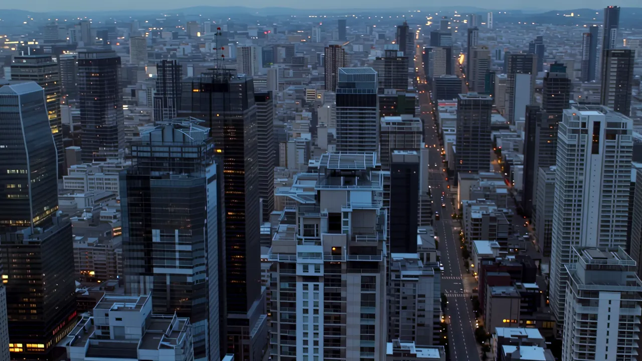 Aerial View of Tokyo Shinjuku High-Rise Towers at Dusk