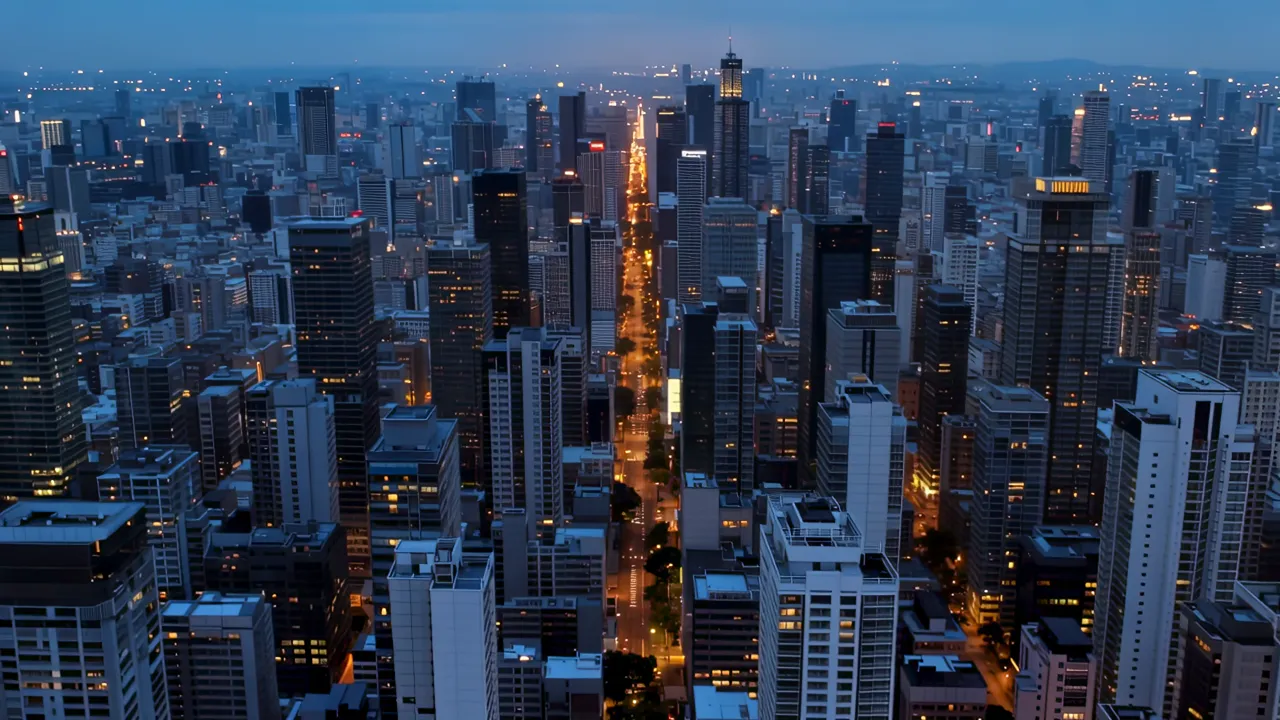 Aerial View of Tokyo Shinjuku's High-Rise Skyline at Dusk