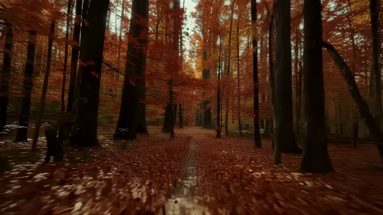 Aerial View of Vibrant Autumn Forest Canopy