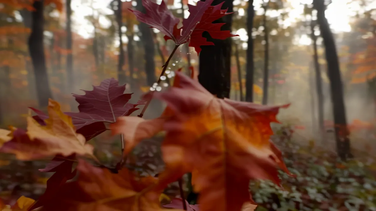 Aerial View of Vibrant Autumn Forest Canopy