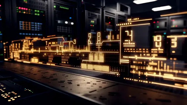AI Dashboard Interface with Live Data in Dark Room