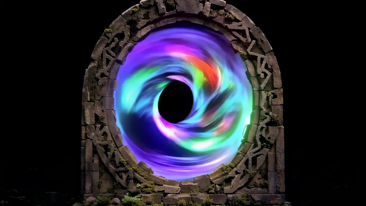 Ancient Stone Portal with Sequentially Lighting Runes