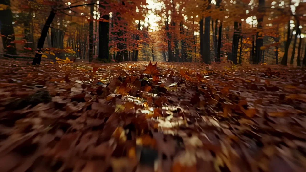 Autumn Forest Floor Covered in Colorful Leaves