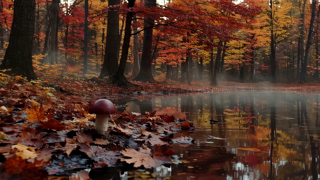 Autumn Forest Reflected in a Still Lake