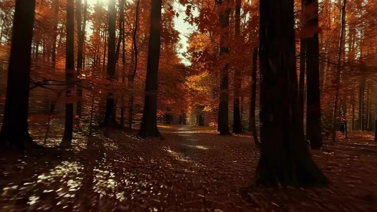 Autumn Forest Reflected in Still Lake Surface
