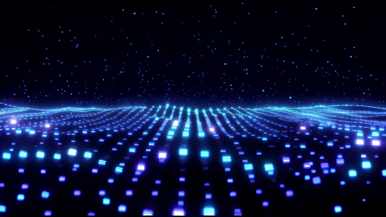 Bioluminescent Blue Data Pulses in Dark Background