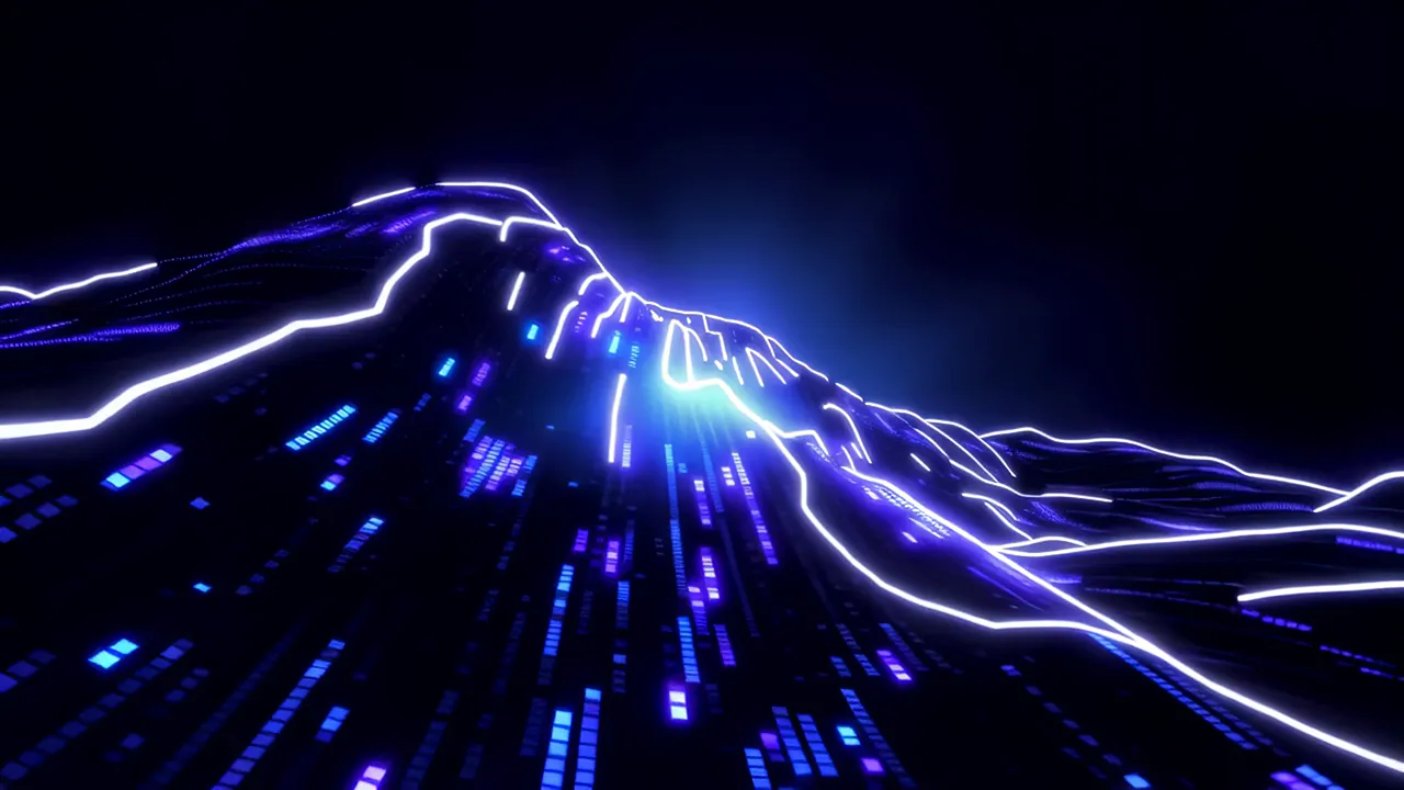Bioluminescent Blue Data Pulses in Dark Background