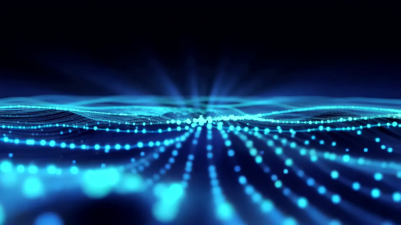 Bioluminescent Blue Data Pulses in Dark Medium