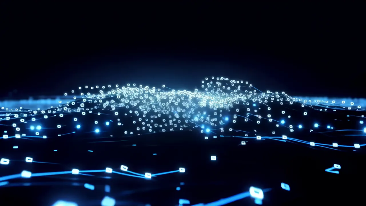 Bioluminescent Blue Data Pulses in Dark Medium