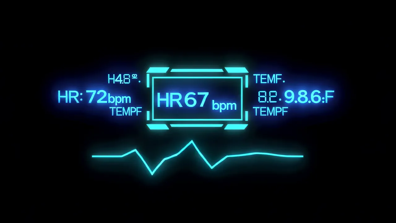 Biometric Scan Display with Waveform and Vital Statistics