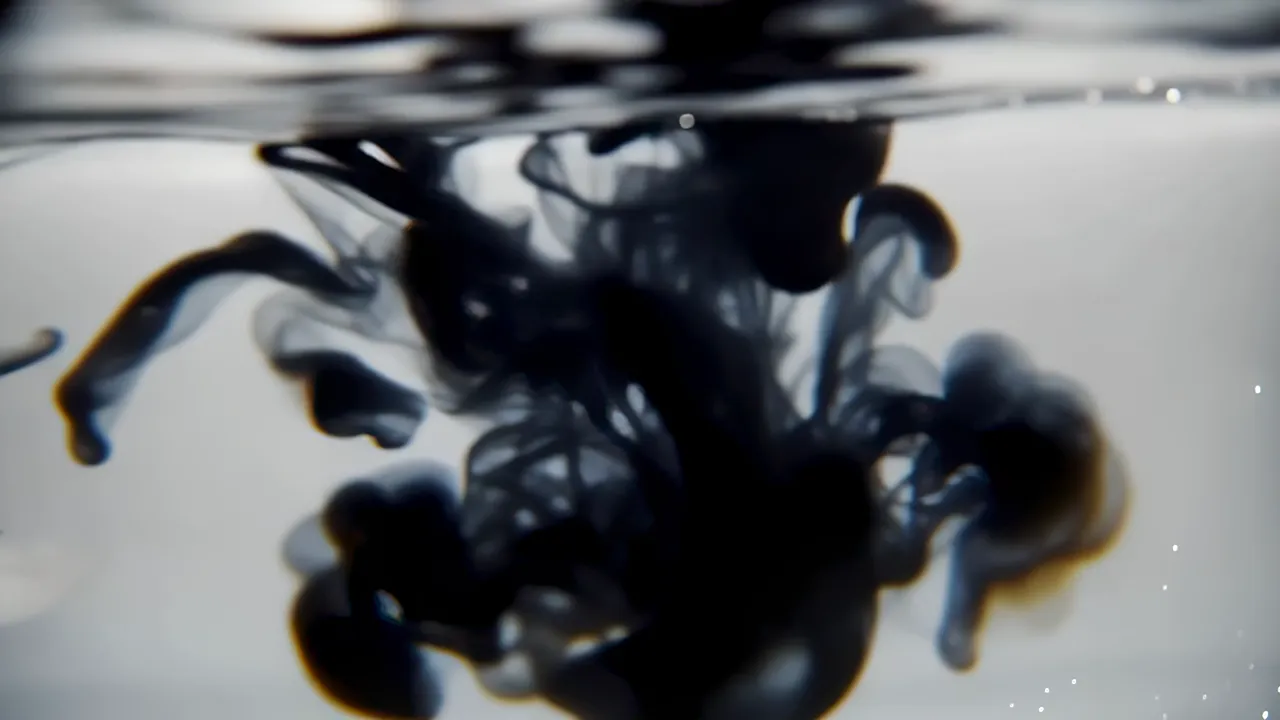 Black Ink Blooming from a Central Point