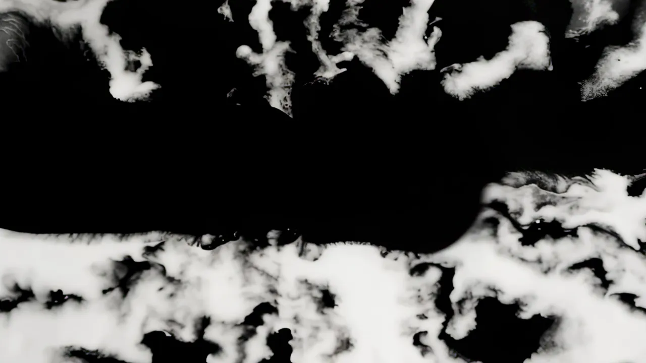 Black Ink Blooming from Center Expanding Outward