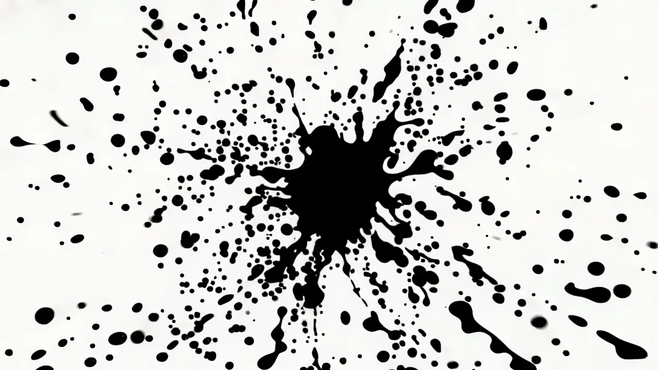 Black Ink Blooming from Center to Edge