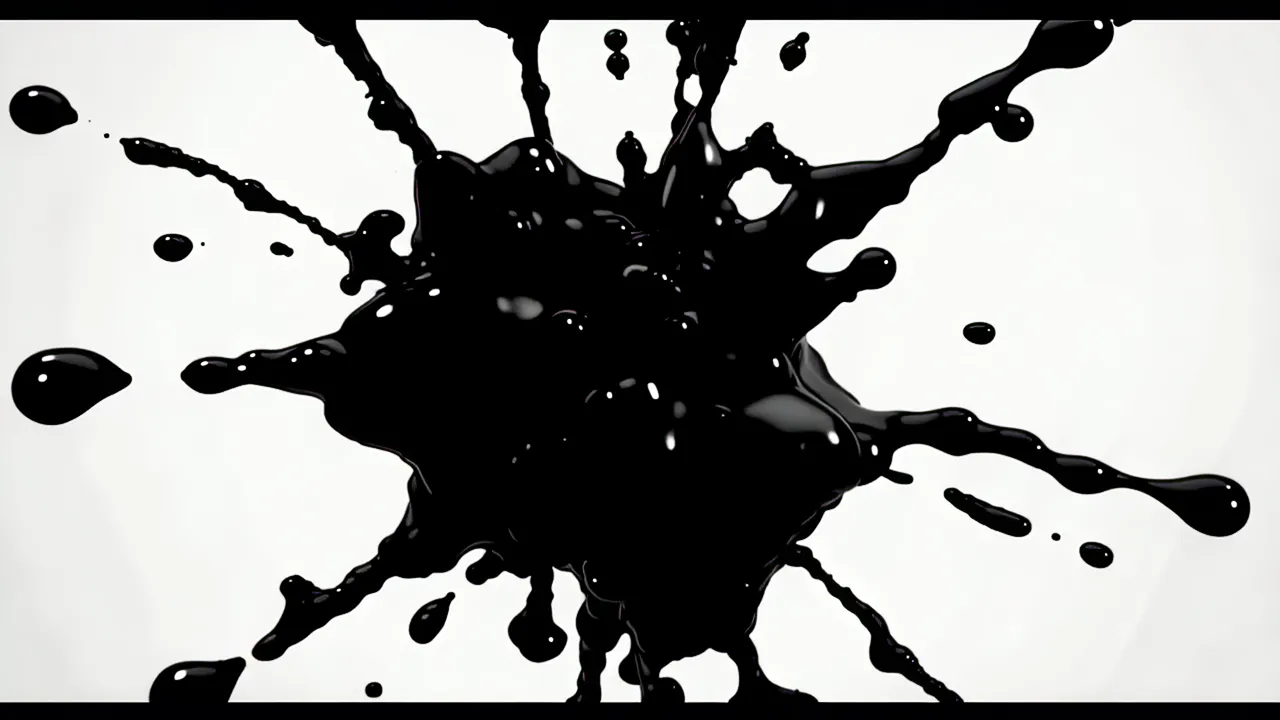 Black Ink Blooming on White Background