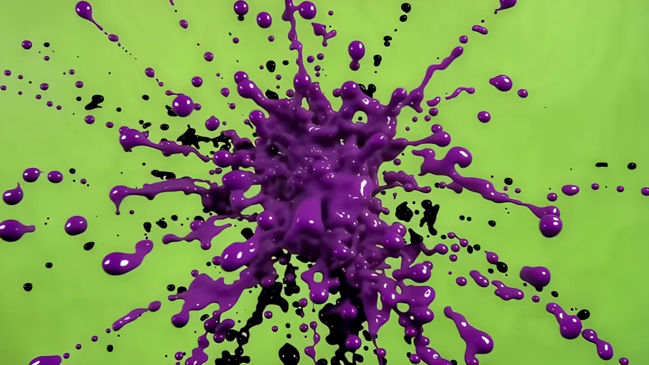 Black Ink Burst against Green Background