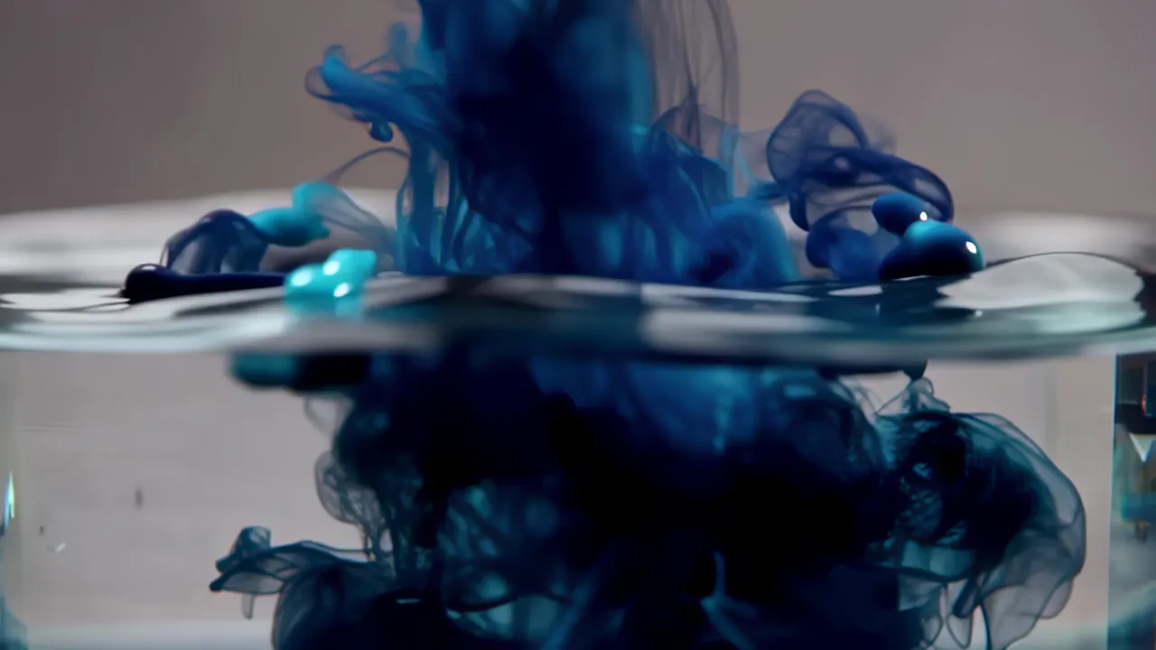 Black Ink Drop Expanding in Clear Water