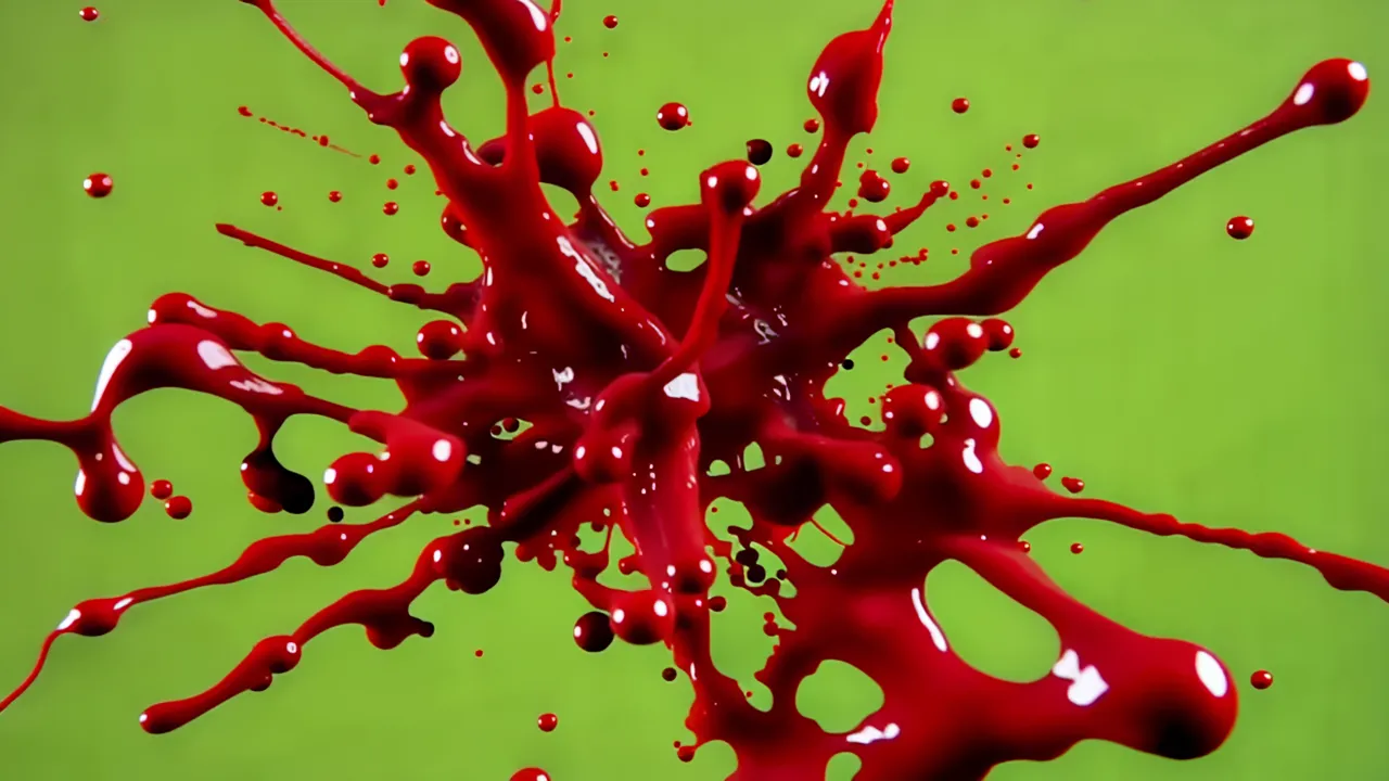Black Ink Splash on Bright Green Background