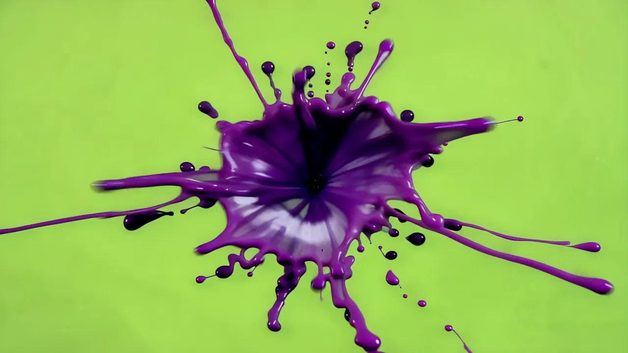 Black Ink Splatters on Bright Green Background
